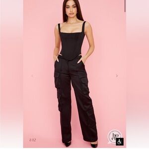 House of CB Black Cargo Wide-Leg Pants